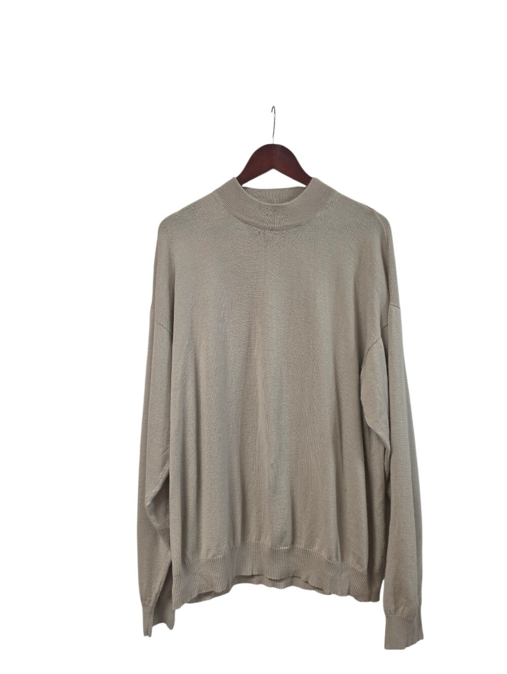 Roberto Villini XXL Beige Merino Wool Cashmere Blend Mock Neck Sweater